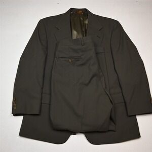 Vtg USA Made 44R 36x30 Olive Green Wool Mens Jacket Pants Suit